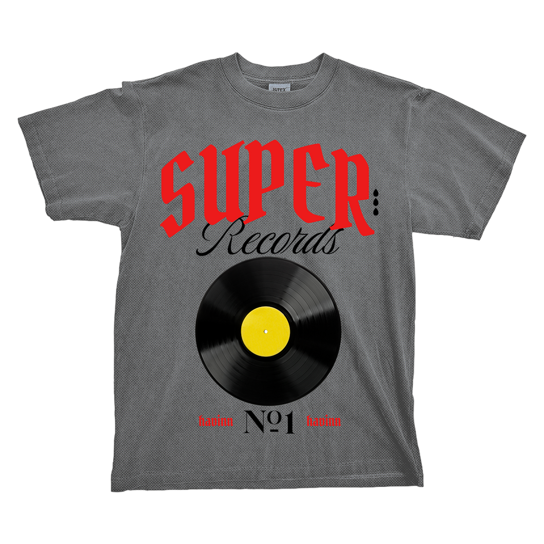 SUPER RECORDS TSHIRT - VINTAGE GREY