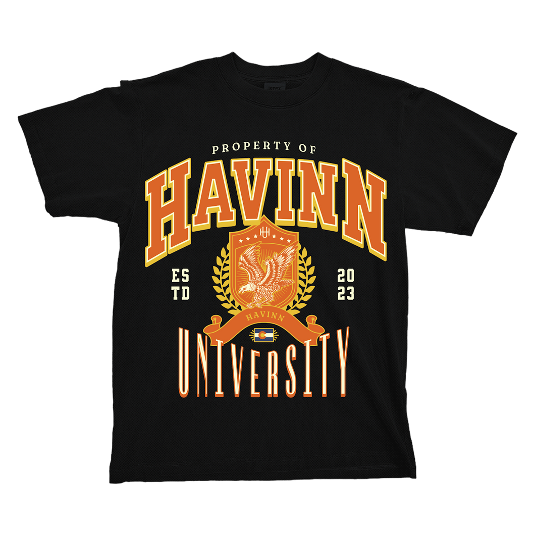 HAVINN UNIVERSITY TSHIRT - BLACK